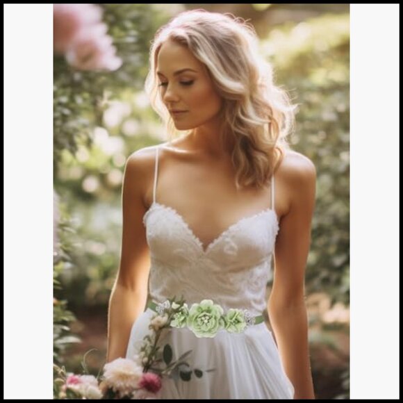Wedding Bridal Belt Sash with Flower Rhinestone Pearl for Bride main image 4